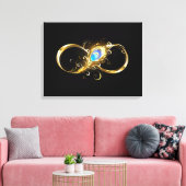 Oneindig met gouden pauwenveer canvas afdruk (Insitu (Woonkamer))