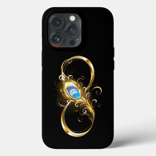 Oneindig met gouden pauwenveer Case-Mate iPhone case (Achterkant)