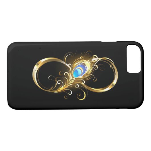 Oneindig met gouden pauwenveer Case-Mate iPhone case (Achterkant (Horizontaal))