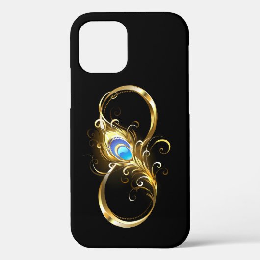 Oneindig met gouden pauwenveer Case-Mate iPhone case (Achterkant)