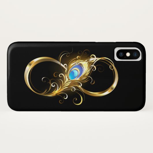 Oneindig met gouden pauwenveer Case-Mate iPhone case (Achterkant (horizontaal))