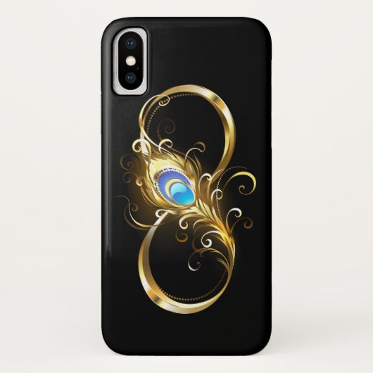 Oneindig met gouden pauwenveer Case-Mate iPhone case (Achterkant)