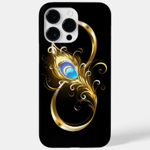 Oneindig met gouden pauwenveer Case-Mate iPhone 14 pro max hoesje