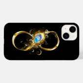 Oneindig met gouden pauwenveer Case-Mate iPhone case (Achterkant (horizontaal))