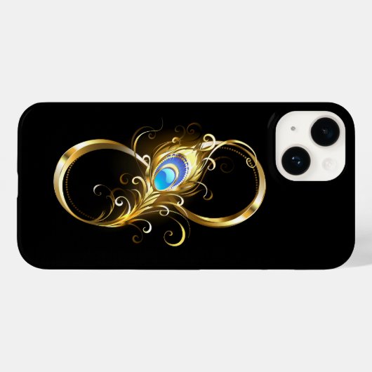 Oneindig met gouden pauwenveer Case-Mate iPhone case (Achterkant (horizontaal))