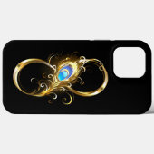 Oneindig met gouden pauwenveer Case-Mate iPhone case (Achterkant (horizontaal))