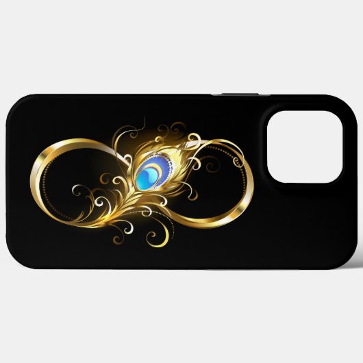Oneindig met gouden pauwenveer Case-Mate iPhone case (Achterkant (horizontaal))