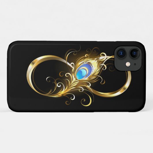 Oneindig met gouden pauwenveer Case-Mate iPhone case (Achterkant (horizontaal))