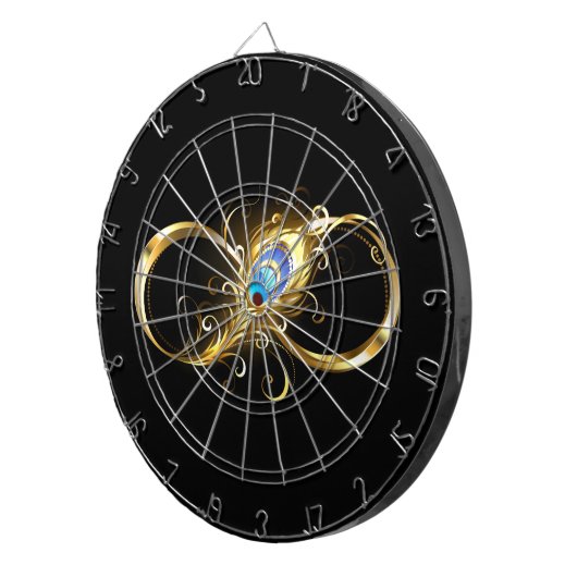 Oneindig met gouden pauwenveer dartbord (Voorkant Rechts)