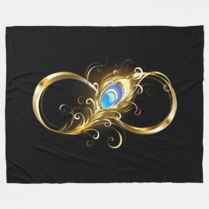 Oneindig met gouden pauwenveer fleece deken