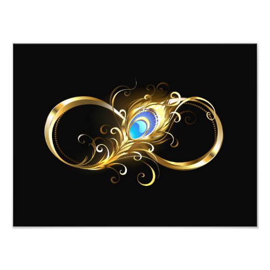 Oneindig met gouden pauwenveer foto afdruk (Voorkant)