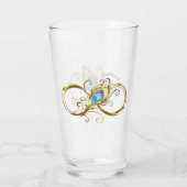 Oneindig met gouden pauwenveer glas (Achterkant)