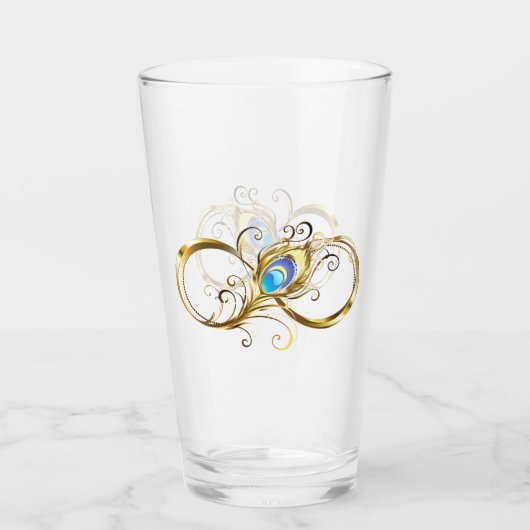Oneindig met gouden pauwenveer glas (Voorkant)