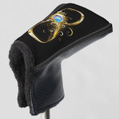 Oneindig met gouden pauwenveer golfheadcover (3/4 voorkant)