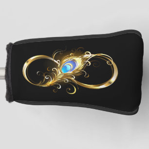 Oneindig met gouden pauwenveer golfheadcover