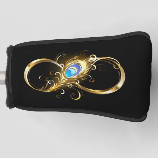 Oneindig met gouden pauwenveer golfheadcover (Voorkant)