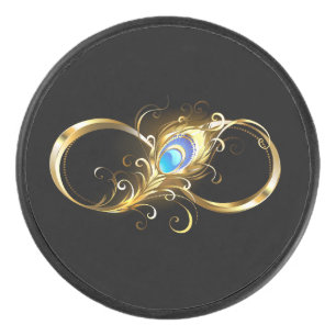 Oneindig met gouden pauwenveer hockey puck