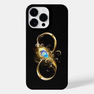 Oneindig met gouden pauwenveer iPhone 14 pro max hoesje