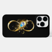 Oneindig met gouden pauwenveer iPhone hoesje (Achterkant horizontaal)