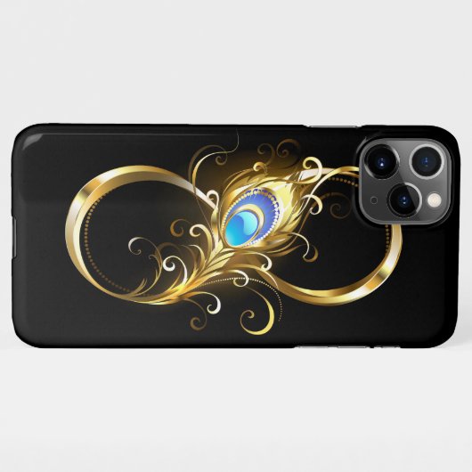 Oneindig met gouden pauwenveer iPhone hoesje (Achterkant horizontaal)