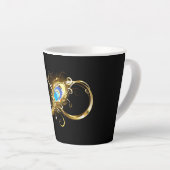 Oneindig met gouden pauwenveer latte mok (Rechterhoek)