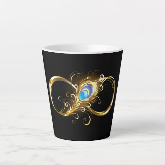 Oneindig met gouden pauwenveer latte mok (Voorkant)