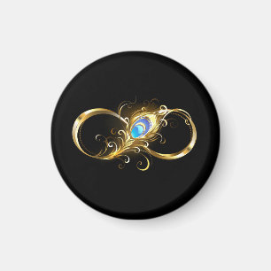 Oneindig met gouden pauwenveer magneet