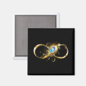 Oneindig met gouden pauwenveer magneet (Voorkant / Achterkant)