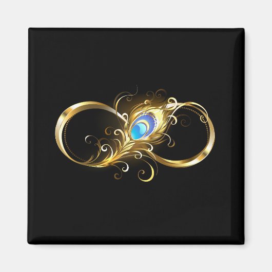 Oneindig met gouden pauwenveer magneet (Voorkant)