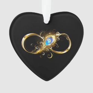 Oneindig met gouden pauwenveer ornament