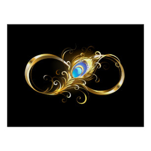 Oneindig met gouden pauwenveer perfect poster