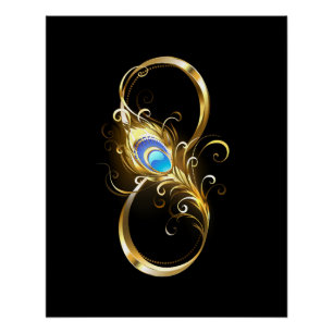 Oneindig met gouden pauwenveer perfect poster