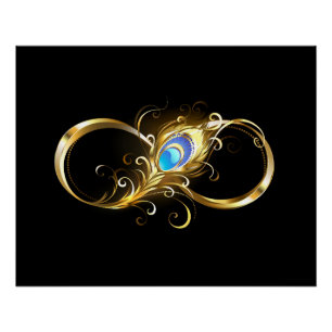 Oneindig met gouden pauwenveer perfect poster