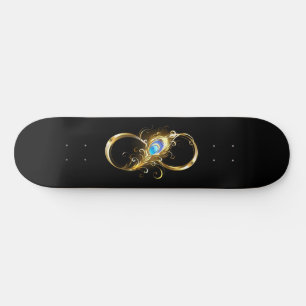 Oneindig met gouden pauwenveer persoonlijk skateboard
