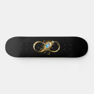 Oneindig met gouden pauwenveer persoonlijk skateboard