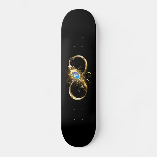 Oneindig met gouden pauwenveer persoonlijk skateboard (Voorkant)