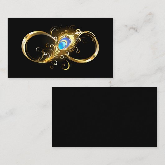 Oneindig met gouden pauwenveer plaatskaartje (Voorkant / Achterkant)