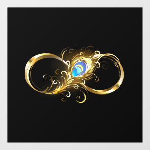 Oneindig met gouden pauwenveer raamsticker