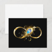 Oneindig met gouden pauwenveer save the date (Voorkant / Achterkant)