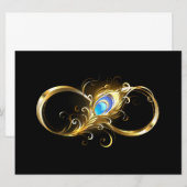 Oneindig met gouden pauwenveer save the date (Voorkant / Achterkant)