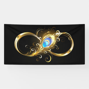 Oneindig met gouden pauwenveer spandoek