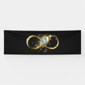 Oneindig met gouden pauwenveer spandoek (Horizontaal)