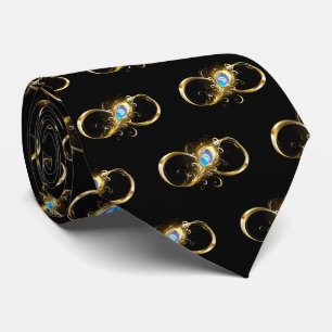 Oneindig met gouden pauwenveer stropdas