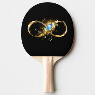 Oneindig met gouden pauwenveer tafeltennisbatje