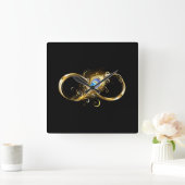 Oneindig met gouden pauwenveer vierkante klok (Huis)