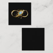 Oneindig met gouden pauwenveer vierkante visitekaartje (Voorkant / Achterkant)