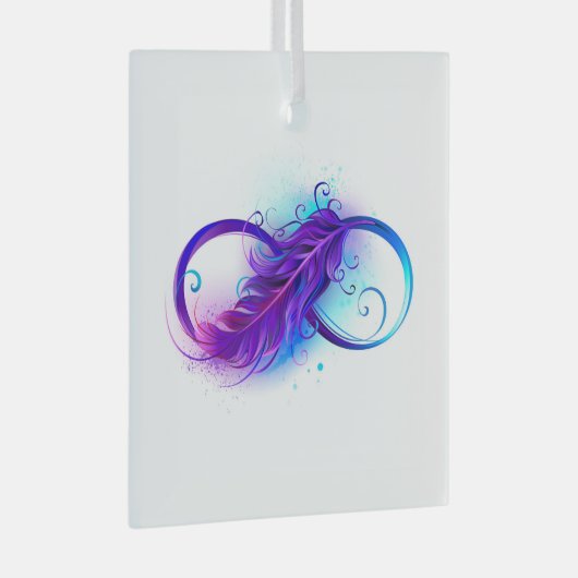 Oneindig met paarse veer glas ornament (Voorkant Rechts)