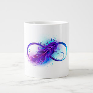 Oneindig met paarse veer grote koffiekop