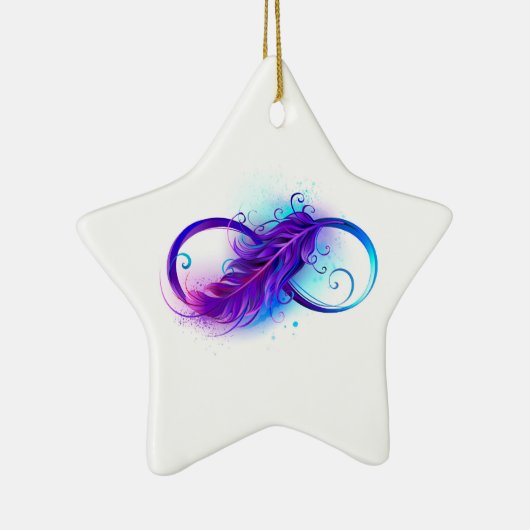 Oneindig met paarse veer keramisch ornament (Rechts)