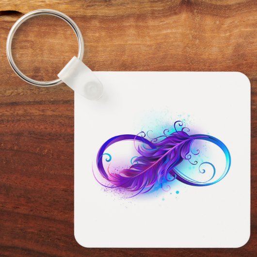 Oneindig met paarse veer sleutelhanger (Voorkant)